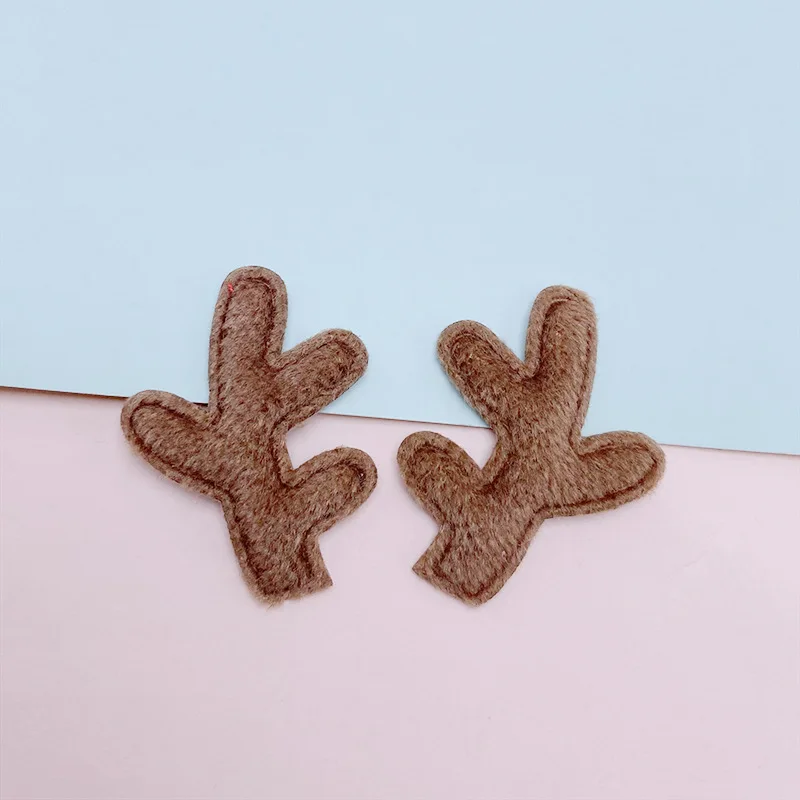 50 Stück 2,8*3,5CM beidseitig gefilzte 3D-Hirschgeweih-Applikationen für DIY-Weihnachtsornamente, Haarspangen-Dekoration, Aufnäher – Detail 9