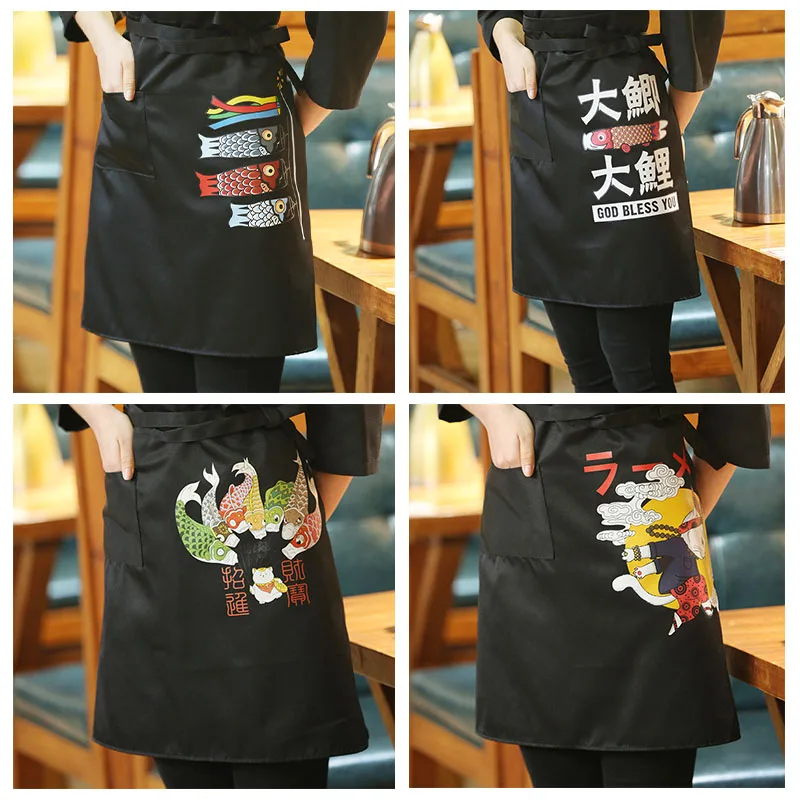 Kitchen Apron Japan Style Chef Apron Food Service Clothing Sushi Cook Work Aprons for Japanese Cuisine Kitchen Kimono Print Pinafore kitchen apron,cooking apron