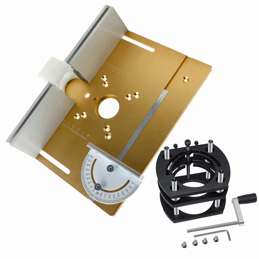 Woodworking Bench Router Plate Portable Workbench Woodworking Workbench Woodworking Lift Table Router Insert Plate Router Lift And Aluminum Router Plate Sliding Fence And Miter Gauge For Wood Trimming Machine Working Benches DIY Tool