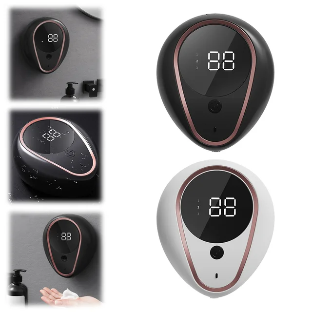 เครื่องจ่ายสบู่โฟมติดผนังอัตโนมัติเซ็นเซอร์อินฟราเรดเครื่องจ่ายสบู่ Touchless ขนาดเล็ก IPX5 อุปกรณ์โฟมแบบชาร์จไฟได้กันน้ํา 1