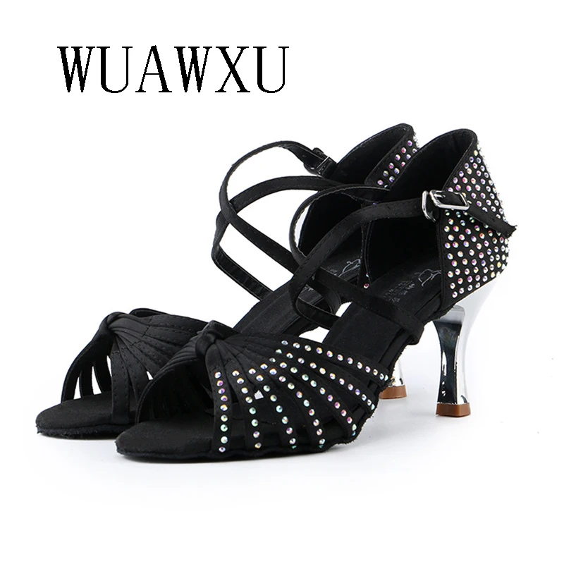 NATASHA2023 Latin Dance Shoes Adult Women's National Standard Diamond Inlaid Dance Shoes Soft Sole American Latin Dance Shoes Ta