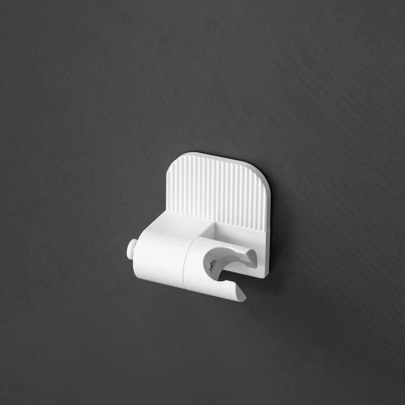 Self-Adhesive Shower Head Holder with Storage Hook Wall Mounted Punch-Free ABS Plastic Shower Holder Bathroom Base White