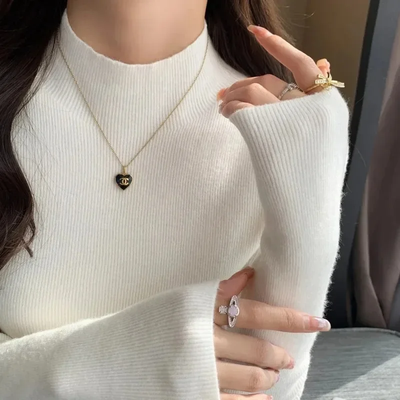 Semi-turtleneck Women's Sweater Fashion New Long-sleeved Knitted Casual Bottoming Shirt Solid Color Thin Knitwear