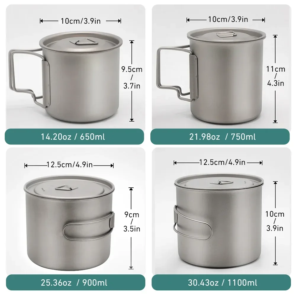 Ultralight Camping Mug Titanium Cup Tourist Tableware Picnic Utensils Outdoor Kitchen Tableware Equipment Cookware Coffee Cup
