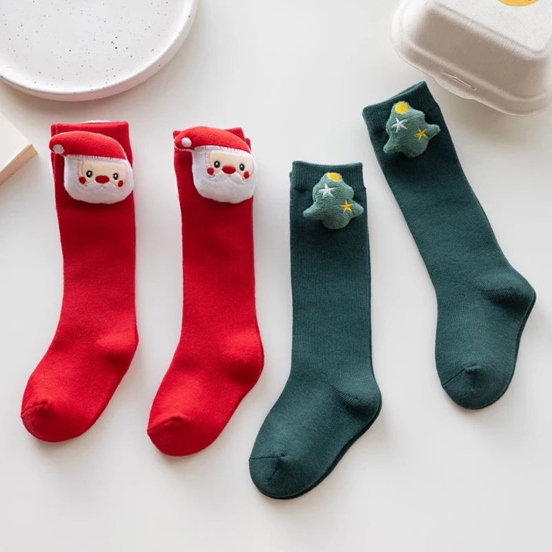 

Newborn Baby Girls Knee High Socks Fashion Christmas Socks Stretchy Long Tube Socks for Infants Toddlers