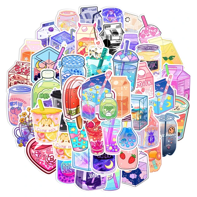 50pcs Flavored Drinks Sticker Aesthetic & Cute, New With Free Shipping