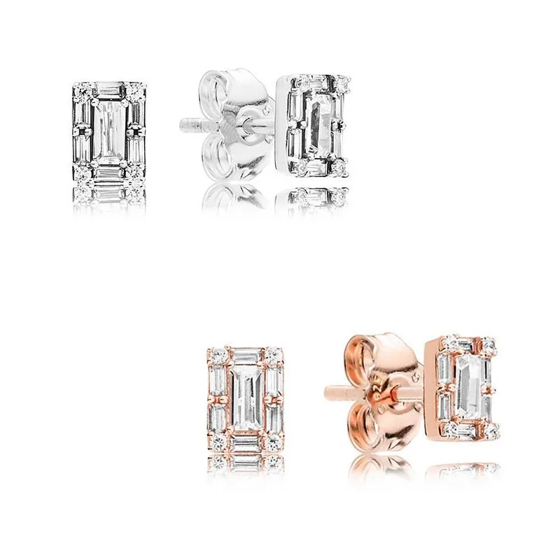 

Original Sparkling Luminous Ice With Crystal Stud Earrings For Women 925 Sterling Silver Wedding Gift Fashion Jewelry