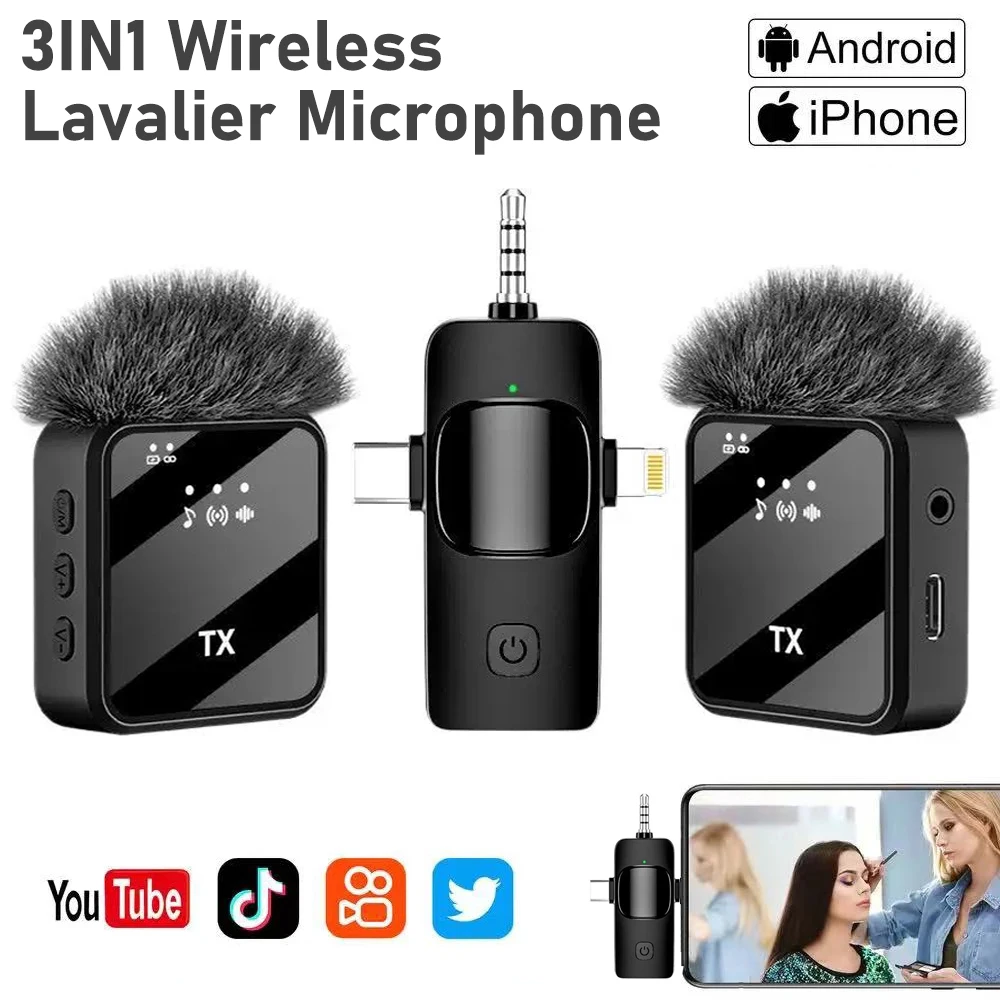 Micrófono Lavalier inalámbrico para cámara, iPhone, Android, micrófono ...