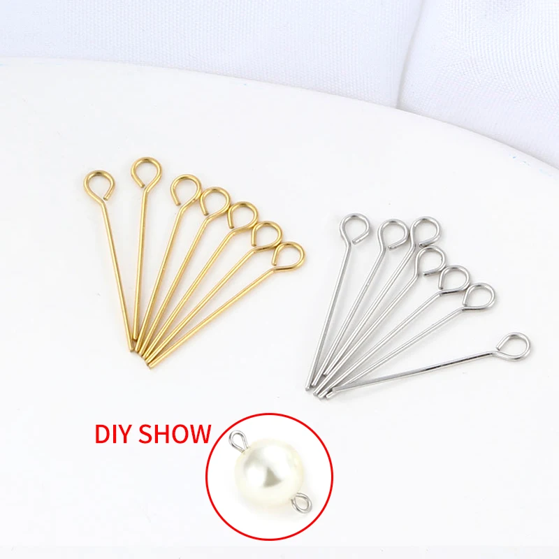 

New Fashion Eye Head Pins 18K Gold-Plated Stainless Steel Jewerly Accessorie DIY Necklace Earring Pearl Pendant Needle Wholesale