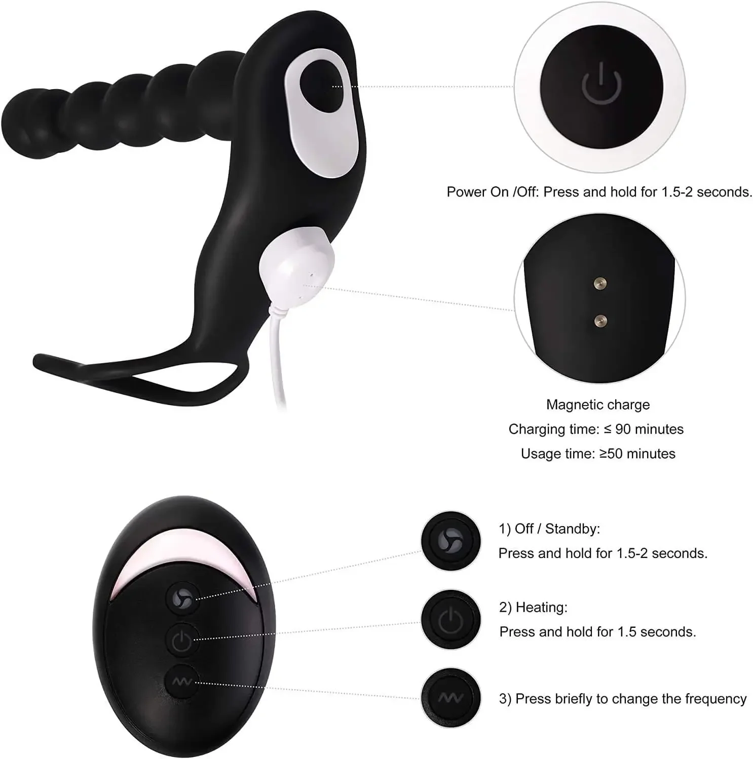 Vibrador Massageador Anal - Chicote De Dragão - Dupla Trava