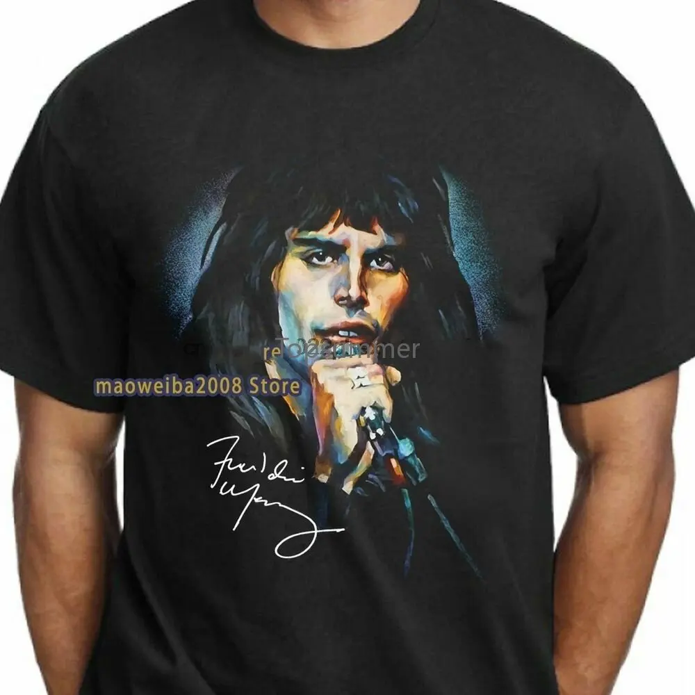 

Queen Freddie Mercury T Shirt Signature Tee Vtg 70S Rock Music Black Men'S Tee