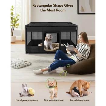 Dog Playpen,Fabric Dog Fence, Portable Soft Dog Cat Kennel Crate,Breathable Exercise Pet Playpen for Dogs,PVC Pipe Frame 2