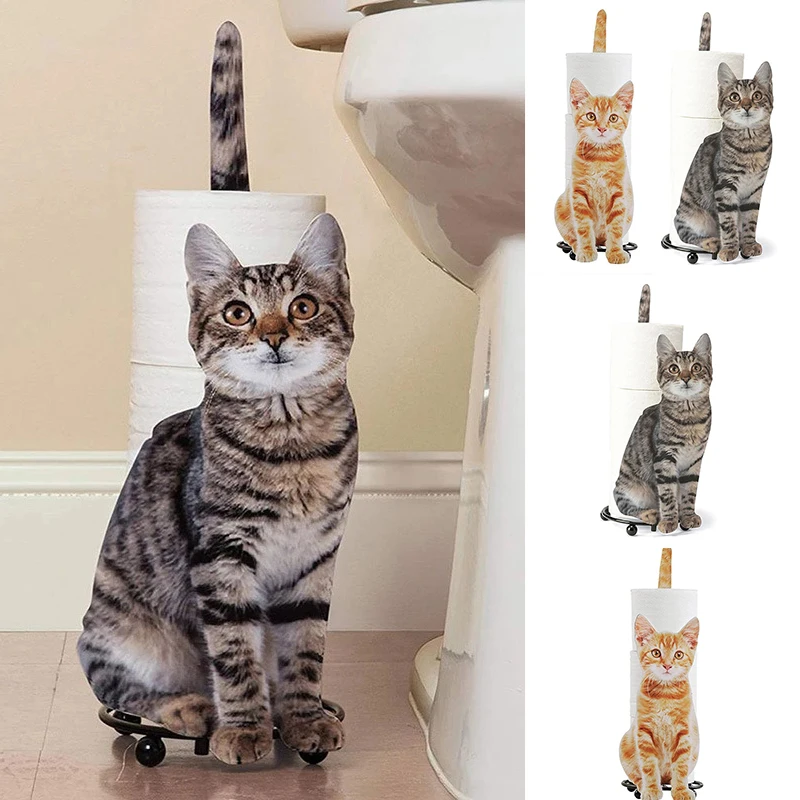 

Cat Shape Cast Iron Paper Towel Holder Super Cute Cat Themed For Decorate Your Workplace