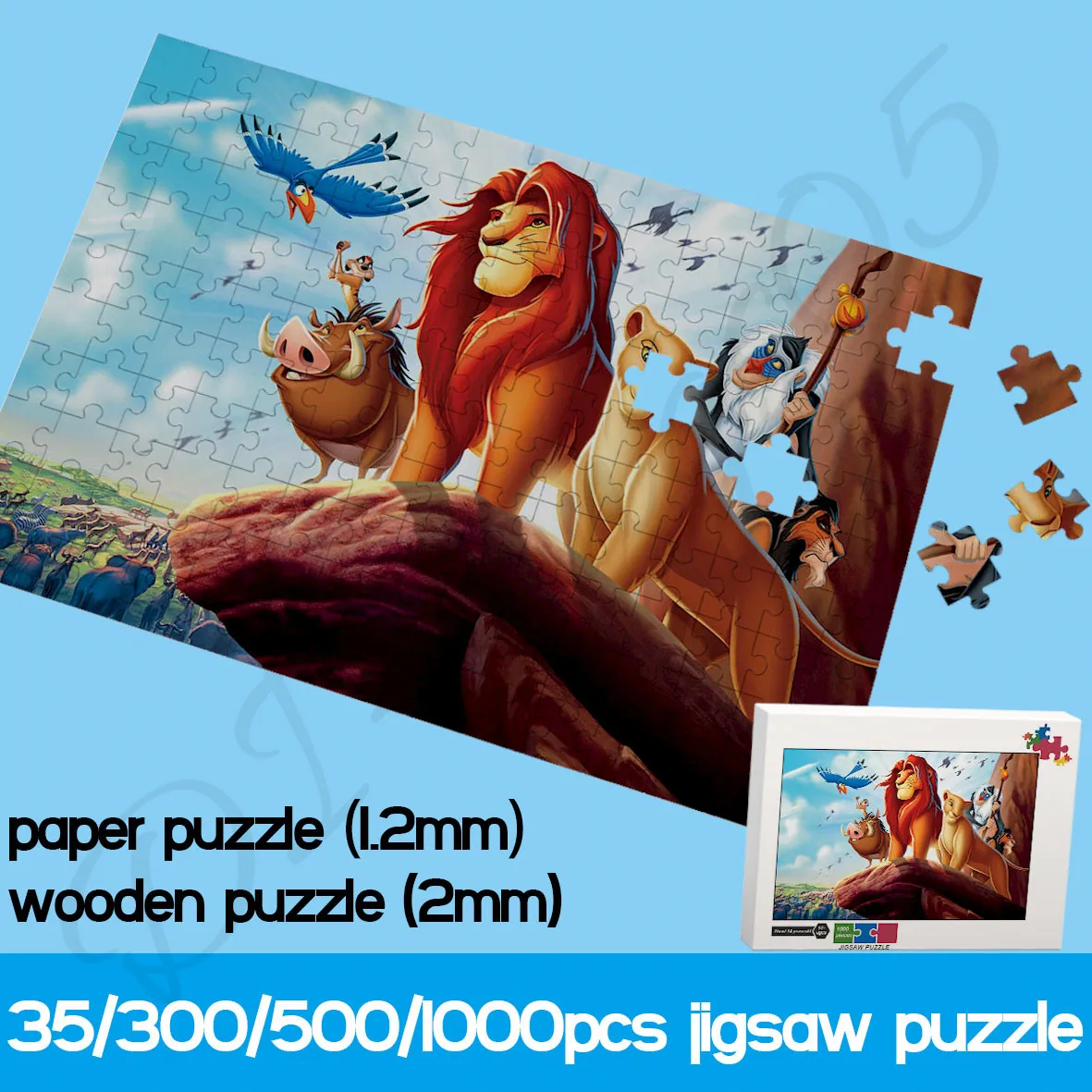 Disney 35/300/500/1000 Piece Paper and Wooden Puzzles Classic Animated Movie The Lion King Jigsaw Puzzles Recreational Toys игра disney classic games the jungle book aladdin and the lion king ps4