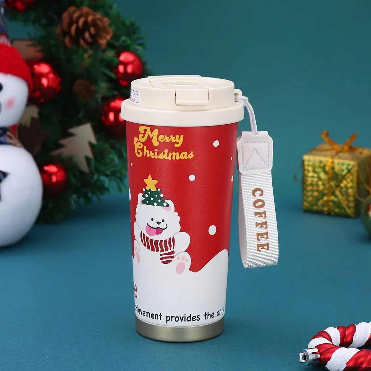 Christmas Gift for Couple 316 Stainless Steel Thermos Cute Insulated Coffee Tumbler Coffee Cup Large Capacity Travel Mug for Her
