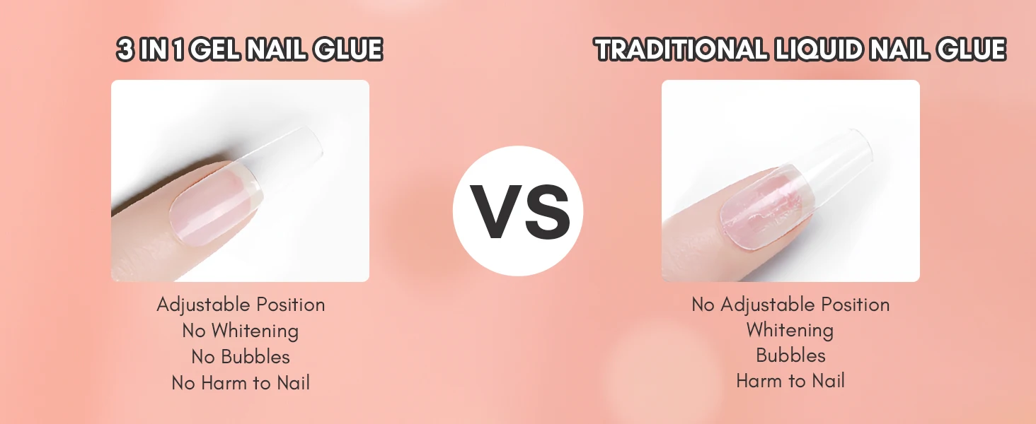 3-in-1 Nail Glue Gel and Top Coat for Long-Lasting Glossy Shine