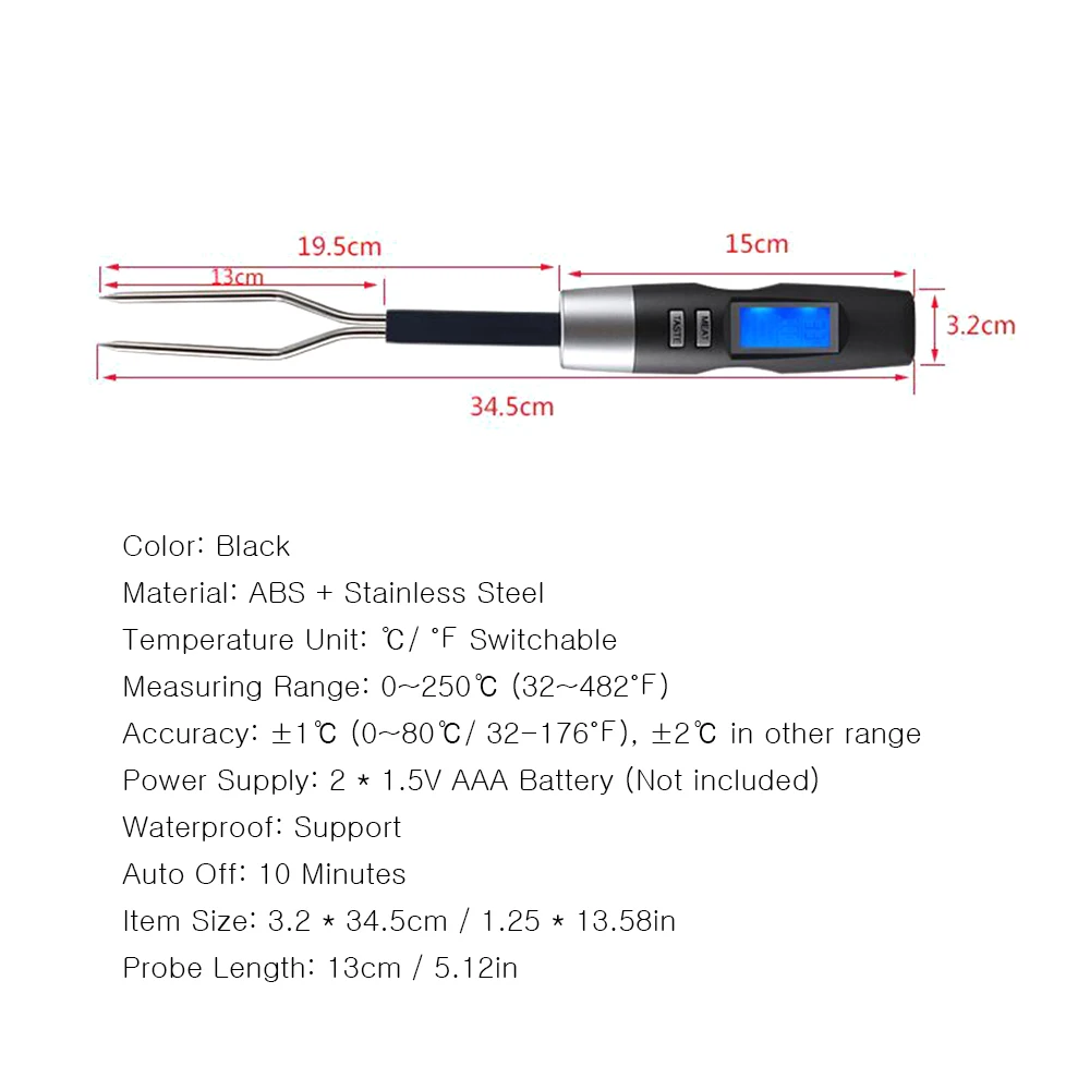 Meat Thermometer with Probe Fork Kitchen Thermometer Digital