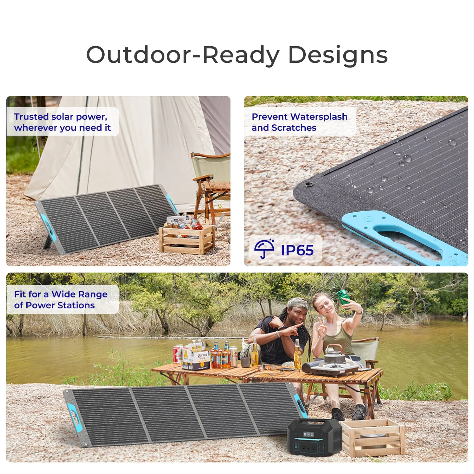 Renogy 200W Portable Solar Panel, IP65 Waterproof Foldable Solar Panel Power Backup, Solar Charger for Power Station RV Camping 3
