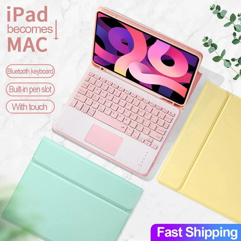 

For iPad 10 2022 10.9 Air 4/5 Touchpad Bluetooth Keyboard Case Pro 11 10.5 9.7 Stand Cover 10.2 7th 8th 9th with Pencil Slot