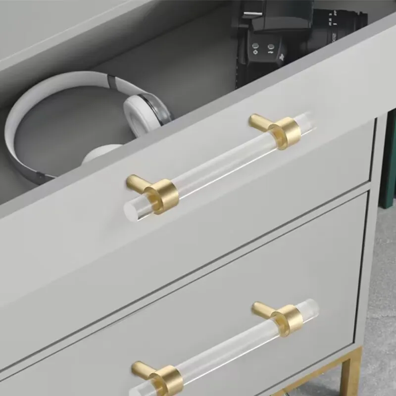 Cabinet Handles Handles Drawer Cabinet Furniture Kitchen Cabinet Knob Door Drawer Furniture Kitchen Golden Transparent Crystal Wood