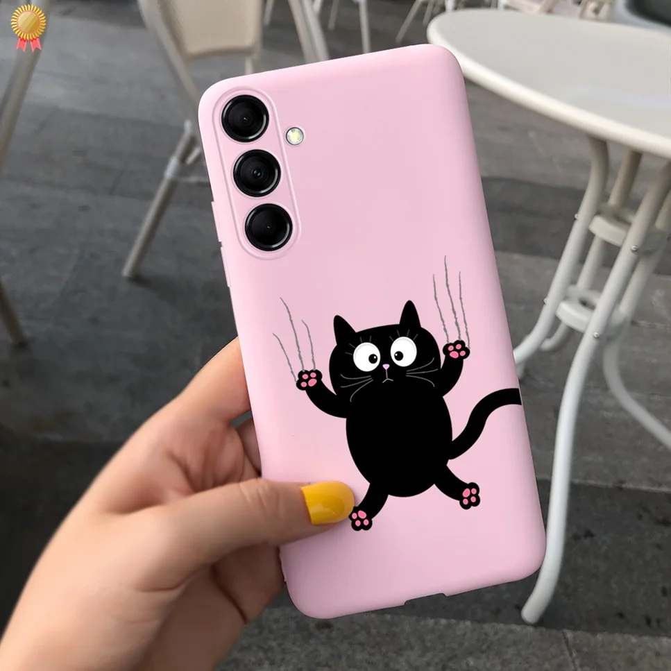 For Samsung F54 5G Cases Cute Cartoon Shockproof Black Pink Silicone For Samsung Galaxy F54 F54 5G Phone Case Bumper Funda