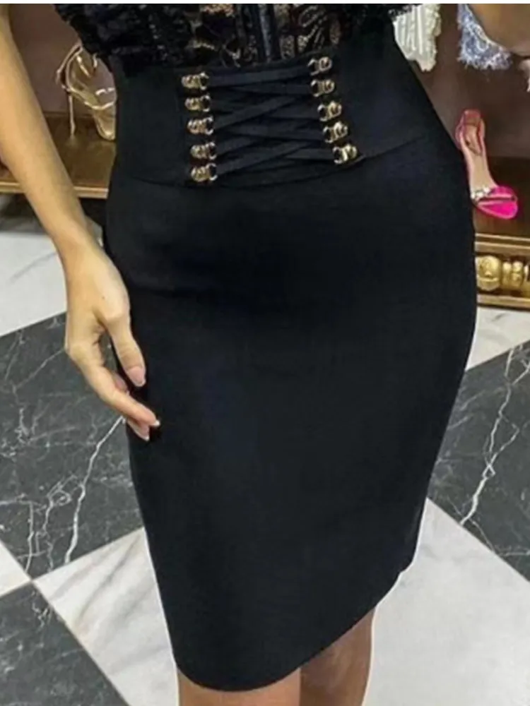 TouKingda Jupe midi moulante à paillettes pour femme