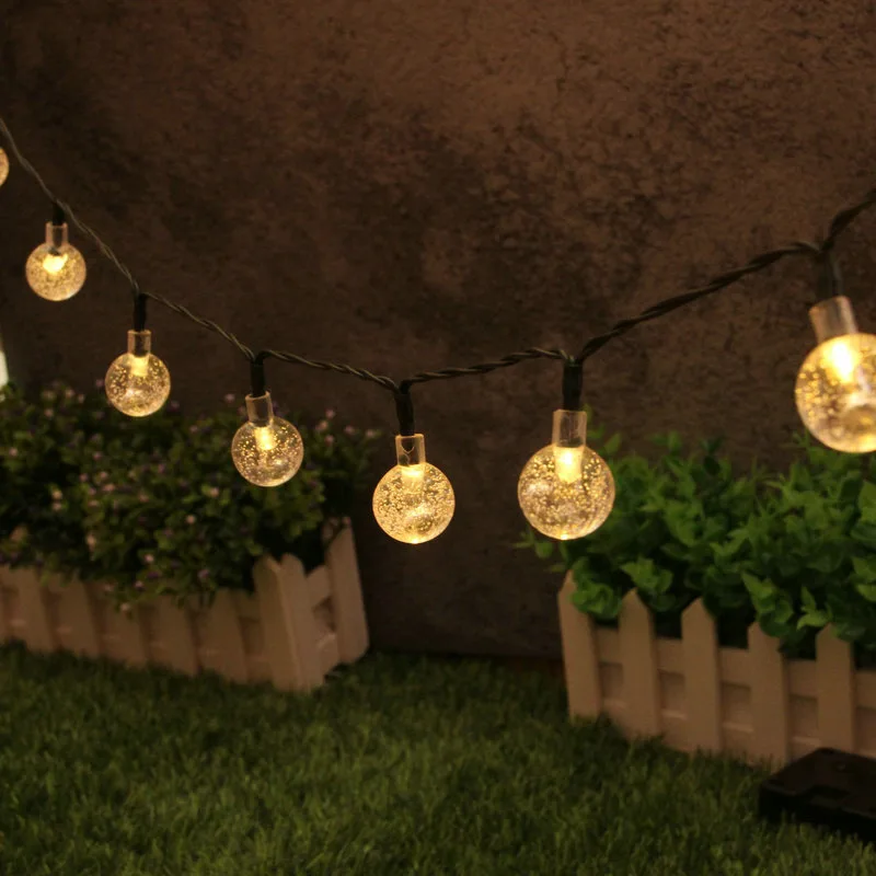 Lámpara de bolas de burbujas solares, cadena de luces para exteriores, gotas de agua, orbe impermeable para exteriores, luces de Navidad, Patio, fiesta navideña - Imagen 6