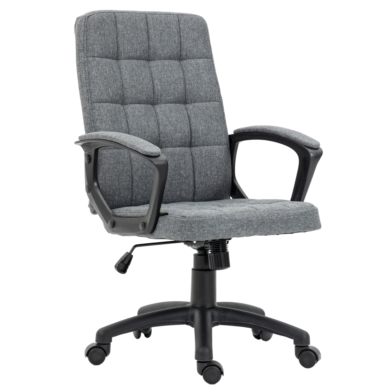 

Adjustable Height Charcoal Gray Swivel Task Chair with Arms, Mid Back, Fabric Office Chair for Computer Desk with Swivel Wheels