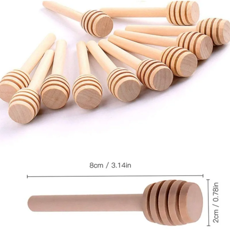 10/30/50Pcs High Quality Honey Stir Bar Mixing Handle Jar Spoon Natural Wooden Honey Wooden Stick Spoons Kitchen Tools