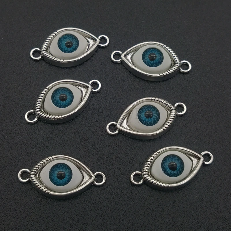 

100pcs Charms Devil Eye 30x15mm Antique Silver Color Pendants Making DIY Handmade Tibetan Finding Jewelry Accessories
