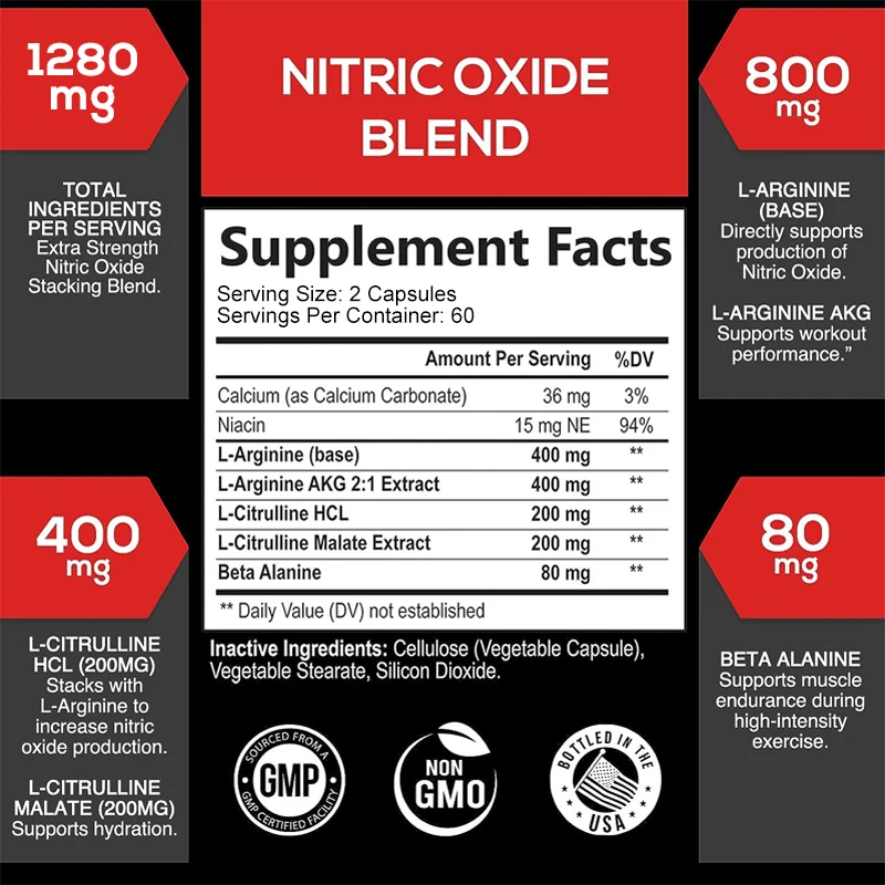 Nitric Oxide Supplement Men's Health Supplement Contains Calcium L-Arginine Citrulline