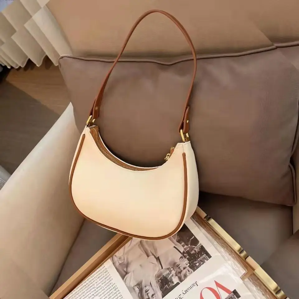 Women's Clutch Handbags Fashion Solid Color PU Leather Underarm Shoulder Bag Small Carmpit Bag