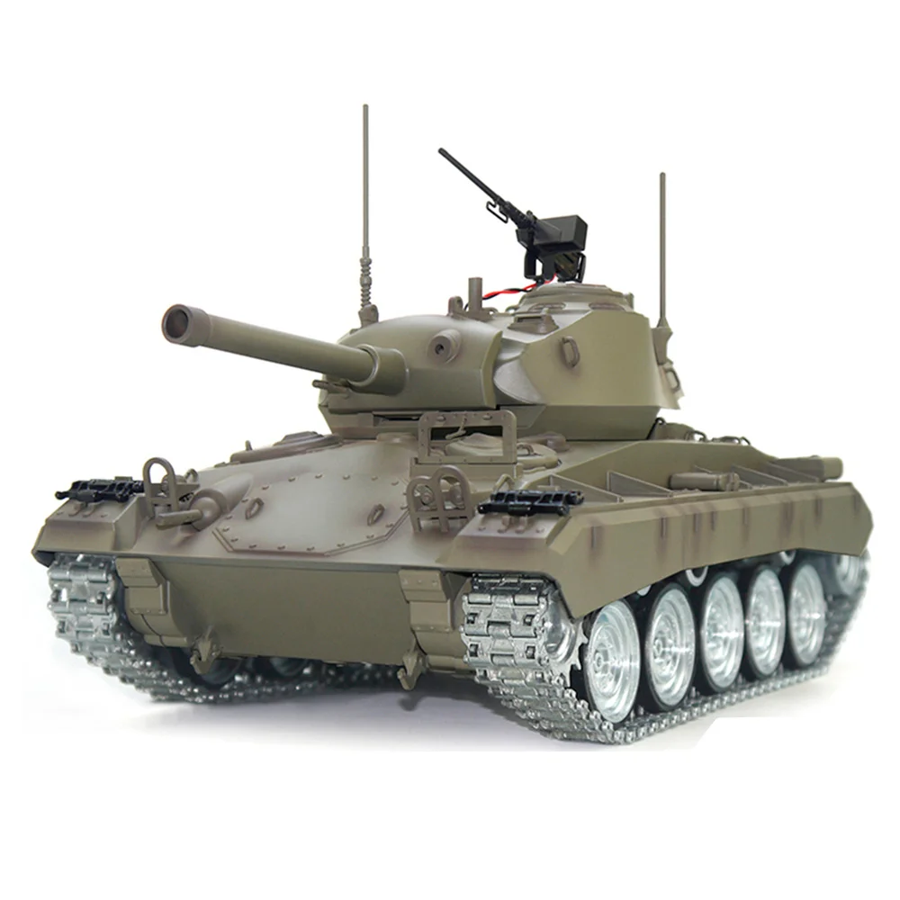 Tongde Model Chaffee M24 RTR 1/16 2.4G RC Battle Tank Smoke Sound Shooting LED Light Simulated Vehicles Model RTR Toys 4