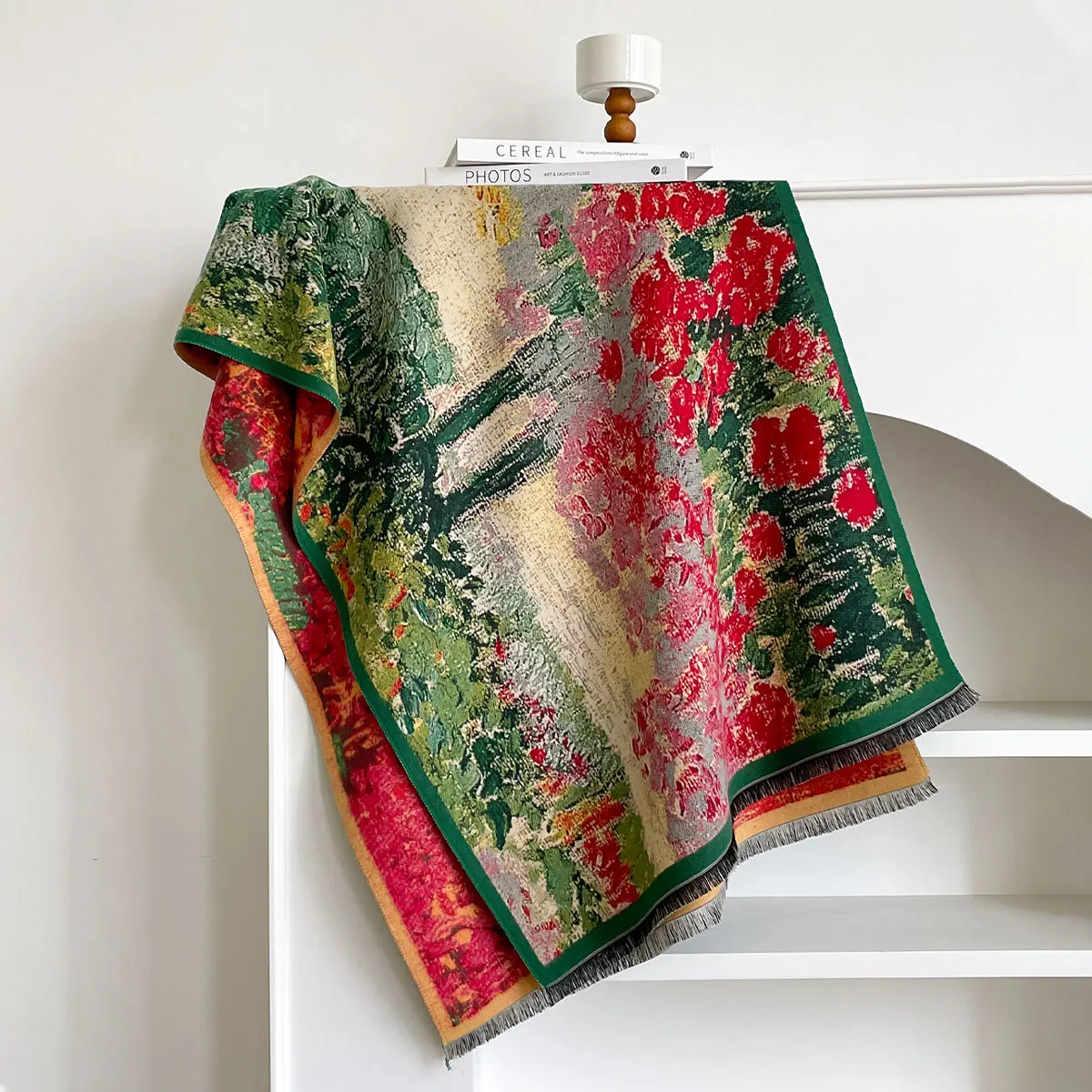 Warm Cashmere Scarf Women Floral Oil painting Shawl New Wraps Luxury Thick Blanket Winter Bufanda Pashmina Female Travel Stoles