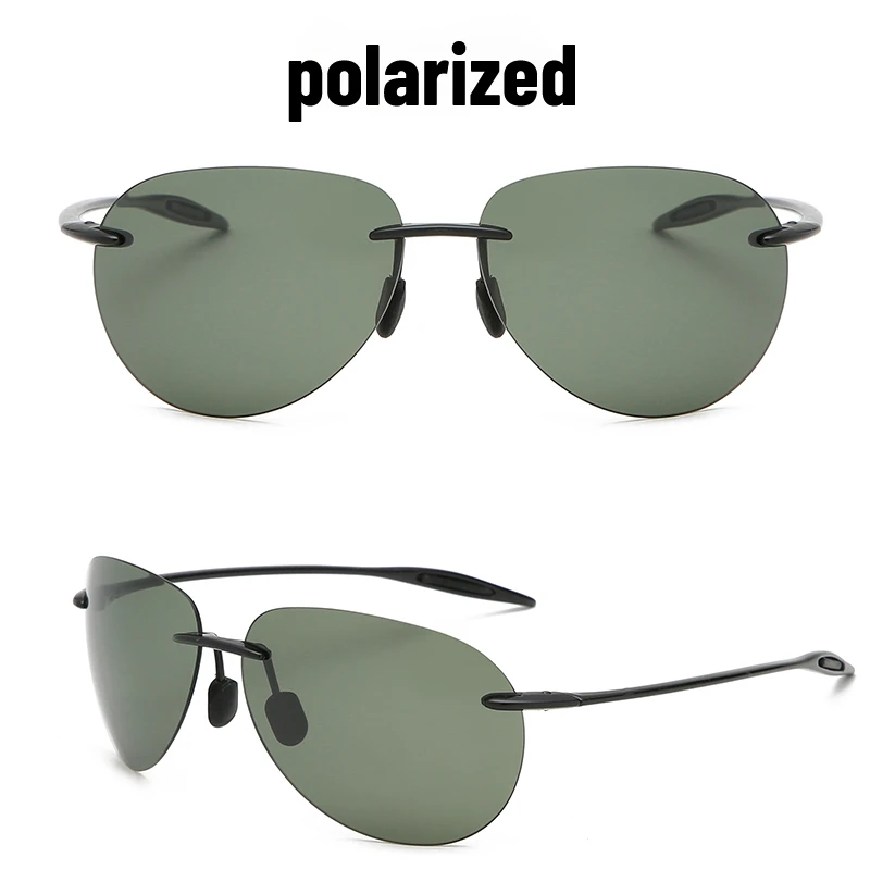 Men Polarized Sunglasses Classic UV400 Driving Sports Unbreakable Rimless Oval Male Women TR90 Frame Outdoor Fishing Eyewear