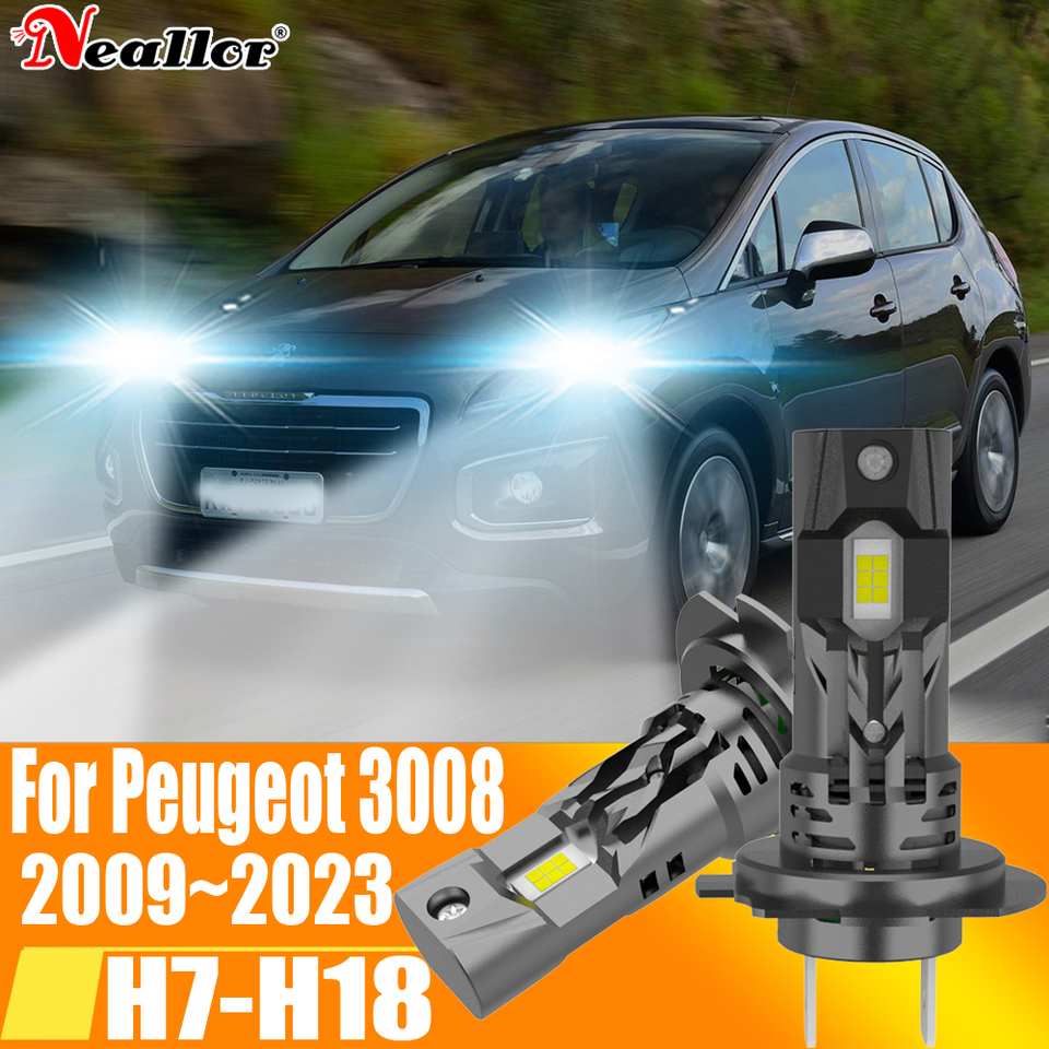 2x High Power H7 Led Headlight Canbus No Error H18 Car Bulb 6000K White Light Moto Diode Lamp 12v 55w For Peugeot 3008 2009~2023