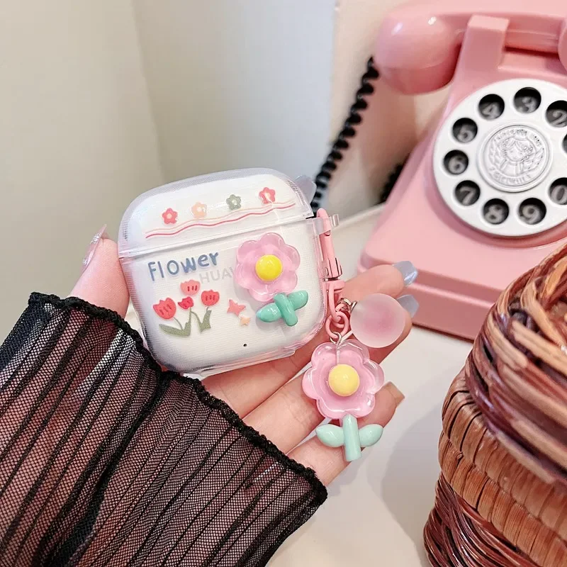 Per Huawei Freebuds Se 2 Custodia Cute Flower Keychian Auricolari In Silicone Cover Trasparente Per Huawei Freebuds Se2 Cover