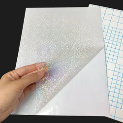 10 Sheets of Transparent Holographic Overlay Lamination Film - Self-Adhesive, Waterproof Vinyl Sticker Paper (07 Dots)