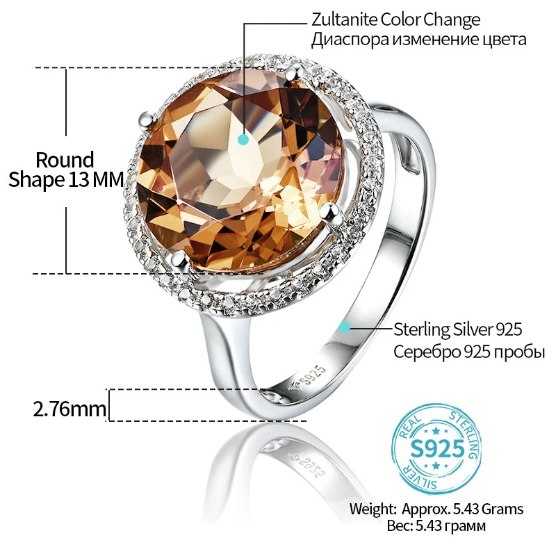 Color Change Stone Silver Pendant Lab Created Zultanite Cushion Cut