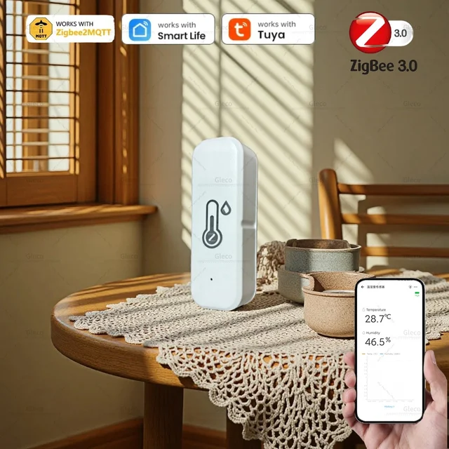 Zigbee Temperature And Humidity Sensor Option Waterproof Smart Life Thermometer Hygrometer For Tuya Z2M Smart Home Automation
