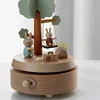 Creative Wooden Music Box Printed Green Small Tree Rabbit Music Box Children's Birthday And Valentine's Day Small Gift Handicrat 4