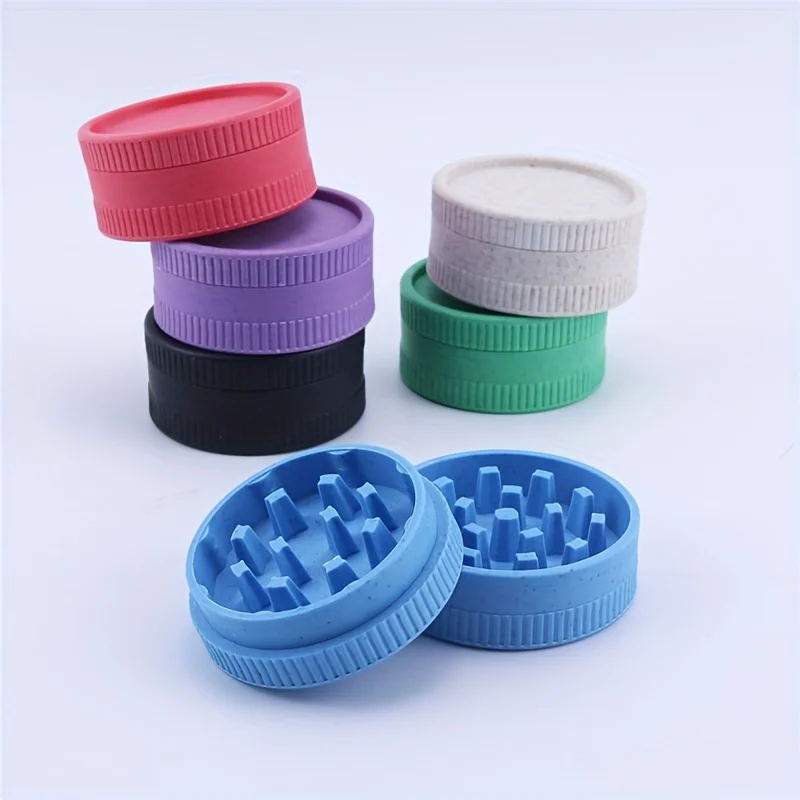 Portable 2-Layers 55MM Tobacco Grinder Biodegradable Plastic Herb Crusher Hemps Spice Shredder Smoking Accessories Kitchen Tools