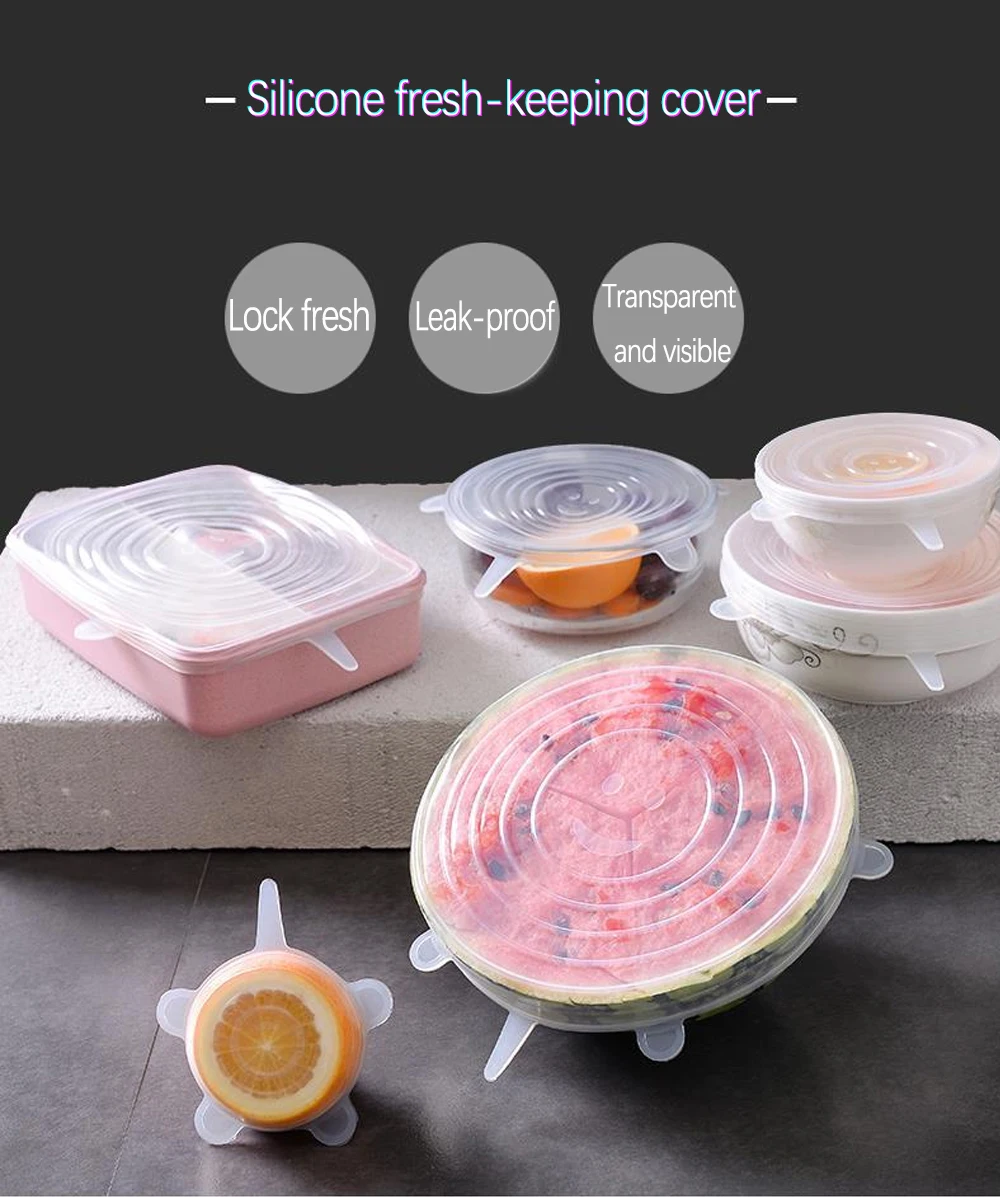 Description Picture 2 of item6PCS Silicone Cover Stretch Lids Reusable Durable and Expendable Lids Silicone Covers for Fresh Food Leftovers Keep Food Fresh