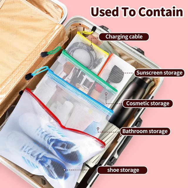 24Pcs Mesh Zipper Pouch Bags-8 Sizes Zipper Pouches For