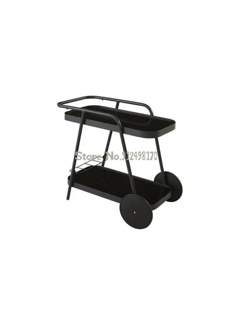 Wrought iron hand push sofa side table mobile corner table living room wine rack restaurant wine rack bar creative dining car