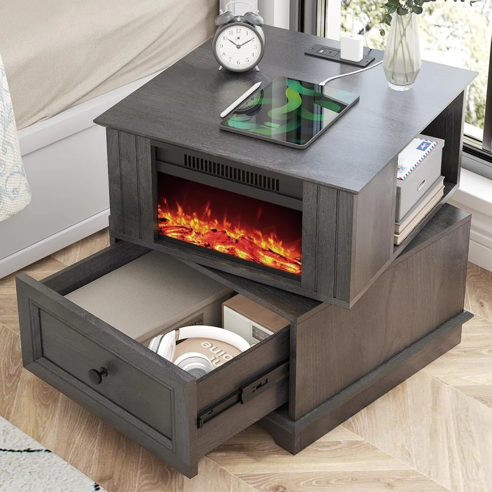 Rotatable Electric Fireplace Heater,1400W Indoor Electric Stove Heater,4800BTU Fireplace Stove,3D Flame Effect 6