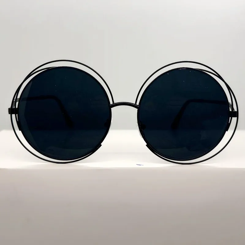 Übergroße Runde Metall Großen Rahmen Sonnenbrille Frauen Luxus Marke Designer Sonnenbrille Männer Vintage Punk Beliebte Brillen UV400 – Detail 4