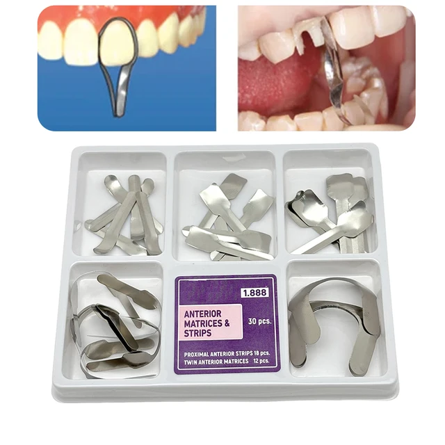 30Pcs Dental Proximal Anterior Strips Matrix Bands Twin Anterior Matrices Matrix Systems Dental Restoration Materials