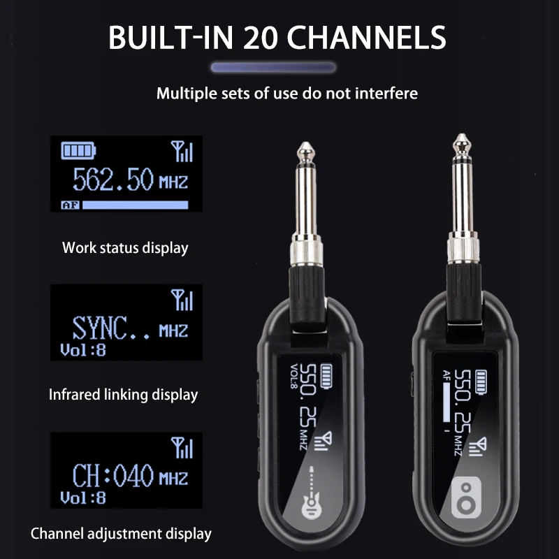 2.4G guitar wireless system transceiver, an audio amplifier that can work for 8-10 hours, for the bass part of electric guitars