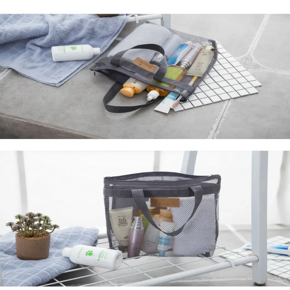 Cosmetic Storage Bag Mesh Beach Bag Mesh Bag Women Beach Bag Gym Bath Bag Makeup Mesh Toiletry Bags Men Wash Organizer Portable Pouch Case